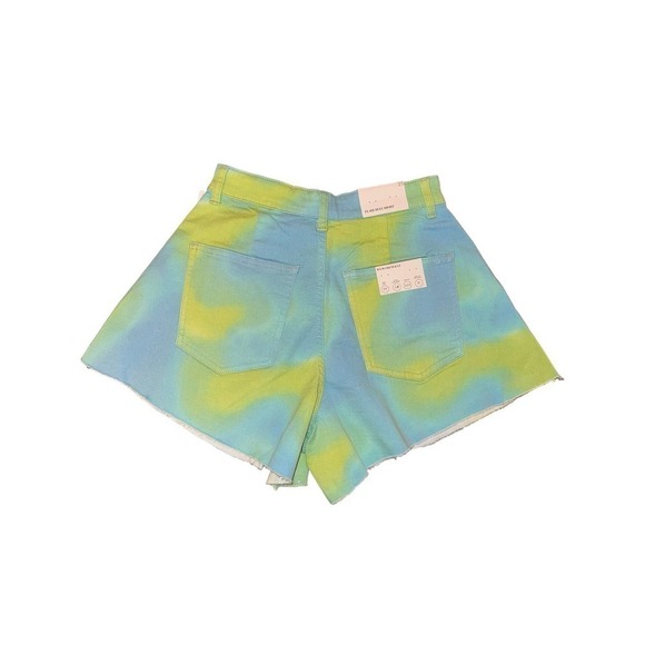 WeWoreWhat Women's Stretch Denim Tie Dye Flare Bell Short Size 25 Blue NWT - Picture 6 of 7